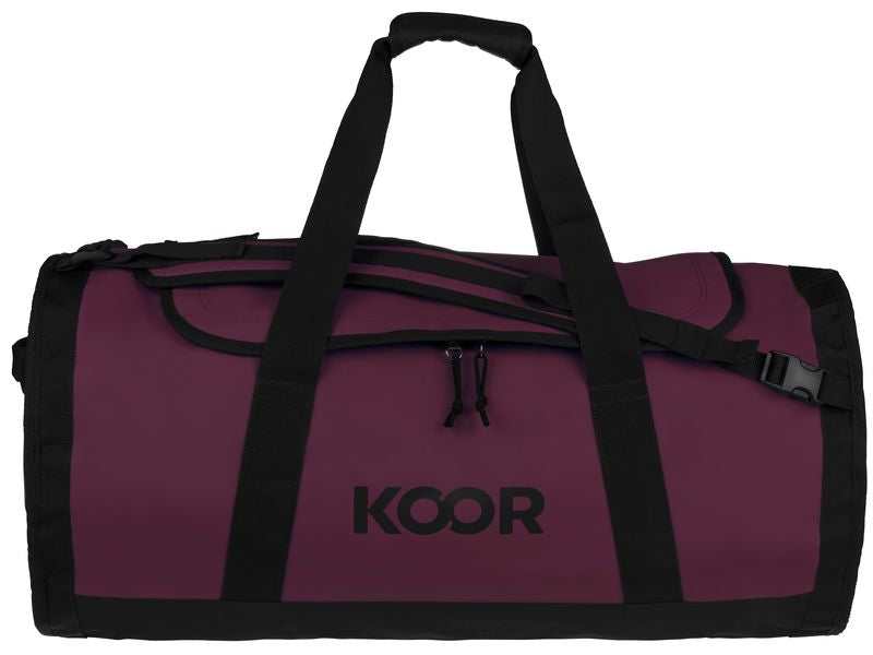 KOOR Sporttasche Sooma – 70 l, aus rPET, dunkelrot, 38,5 × 38,5 × 73 cm
