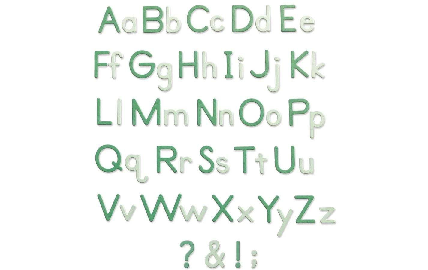 Sizzix 665335 – Stanzschablone Buchstaben, 92 Teile, Grün