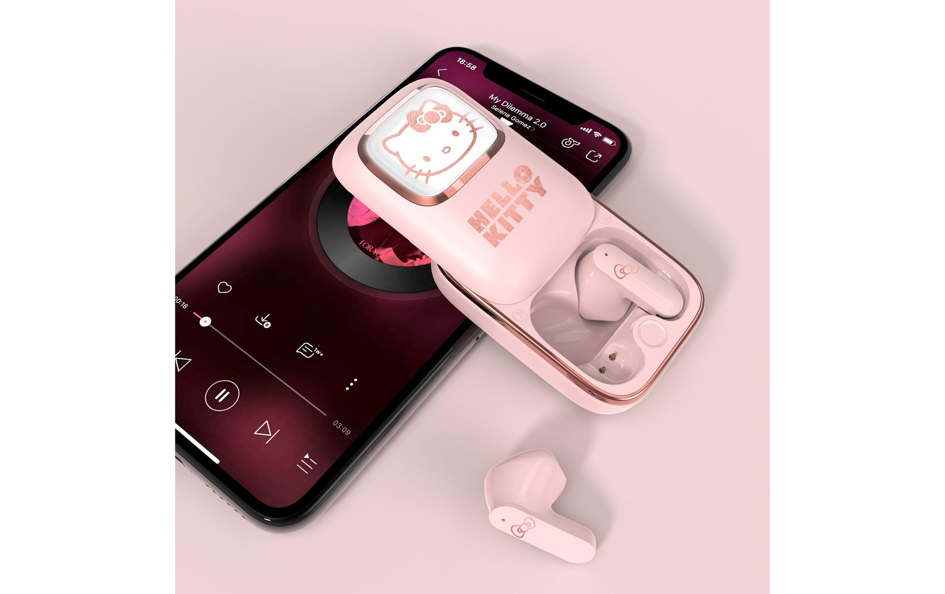 OTL Technologies OTL Hello Kitty Slide – True Wireless In-Ear Kopfhörer – Bluetooth 5.3, Touch-Steuerung – Rosa – bis 6 h