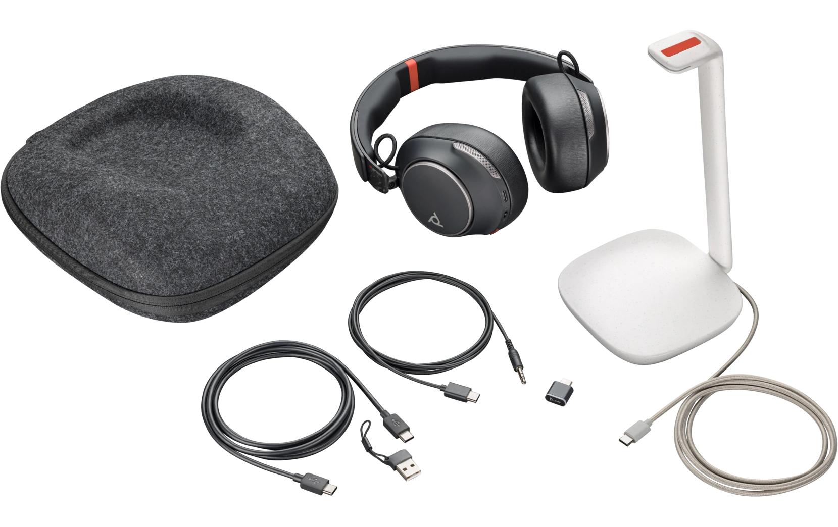 Poly Voyager 85 UC Office-Headset – Over-Ear, Stereo, BT, UC-optimiert, mit Ladestation, Schwarz, BT 5.3