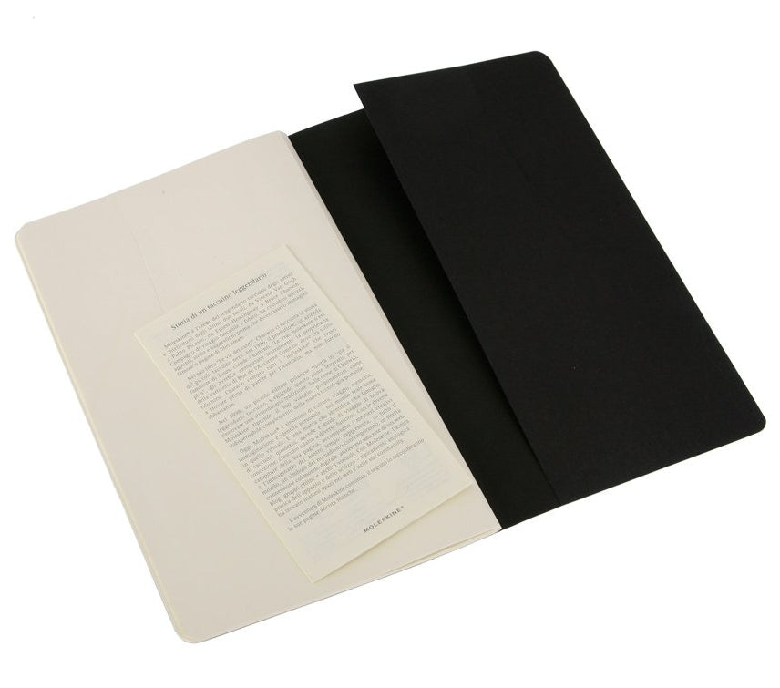 Moleskine Notizheft – 130 × 210 mm, letzte 16 Seiten herausnehmbar, Innentasche, schwarz, 3 Stück