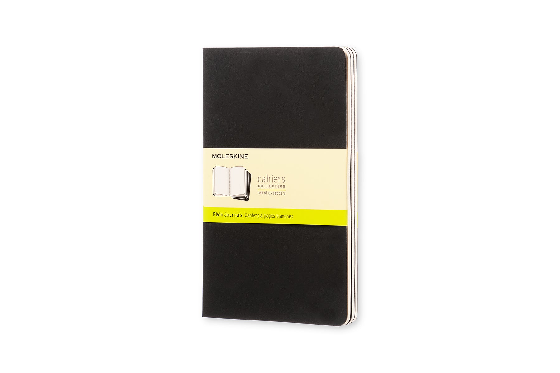 Moleskine Notizheft – 130 × 210 mm, letzte 16 Seiten herausnehmbar, Innentasche, schwarz, 3 Stück
