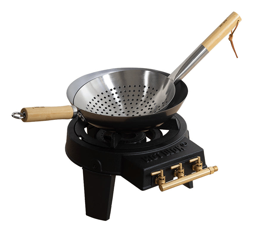 Hot Wok Sieb Ø 26 × 11,5 cm, Edelstahl/Holz, Silber