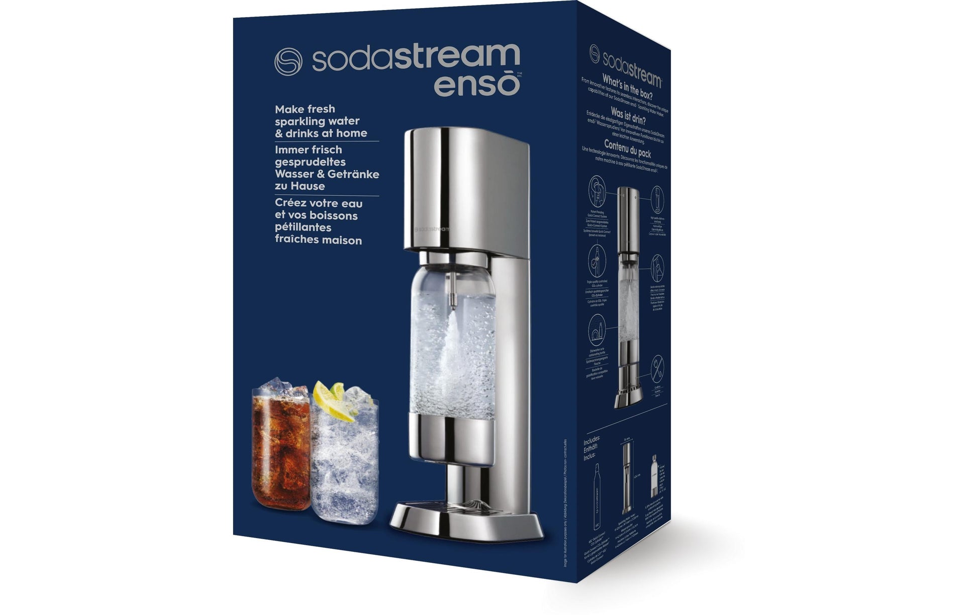 SodaStream Enso 1013611410 – Wassersprudler, 1 Flasche, Quick Connect 60 l, Silber