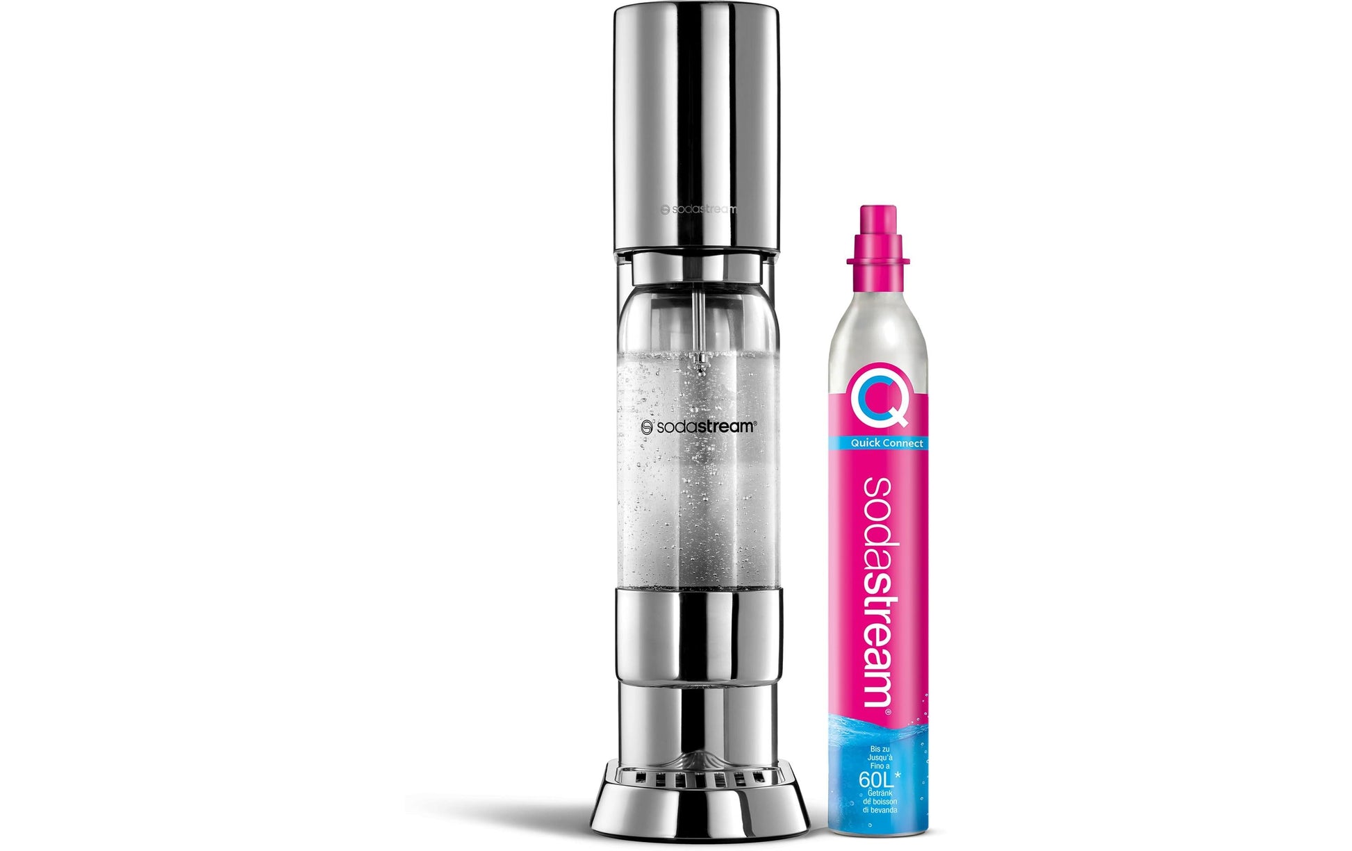 SodaStream Enso 1013611410 – Wassersprudler, 1 Flasche, Quick Connect 60 l, Silber