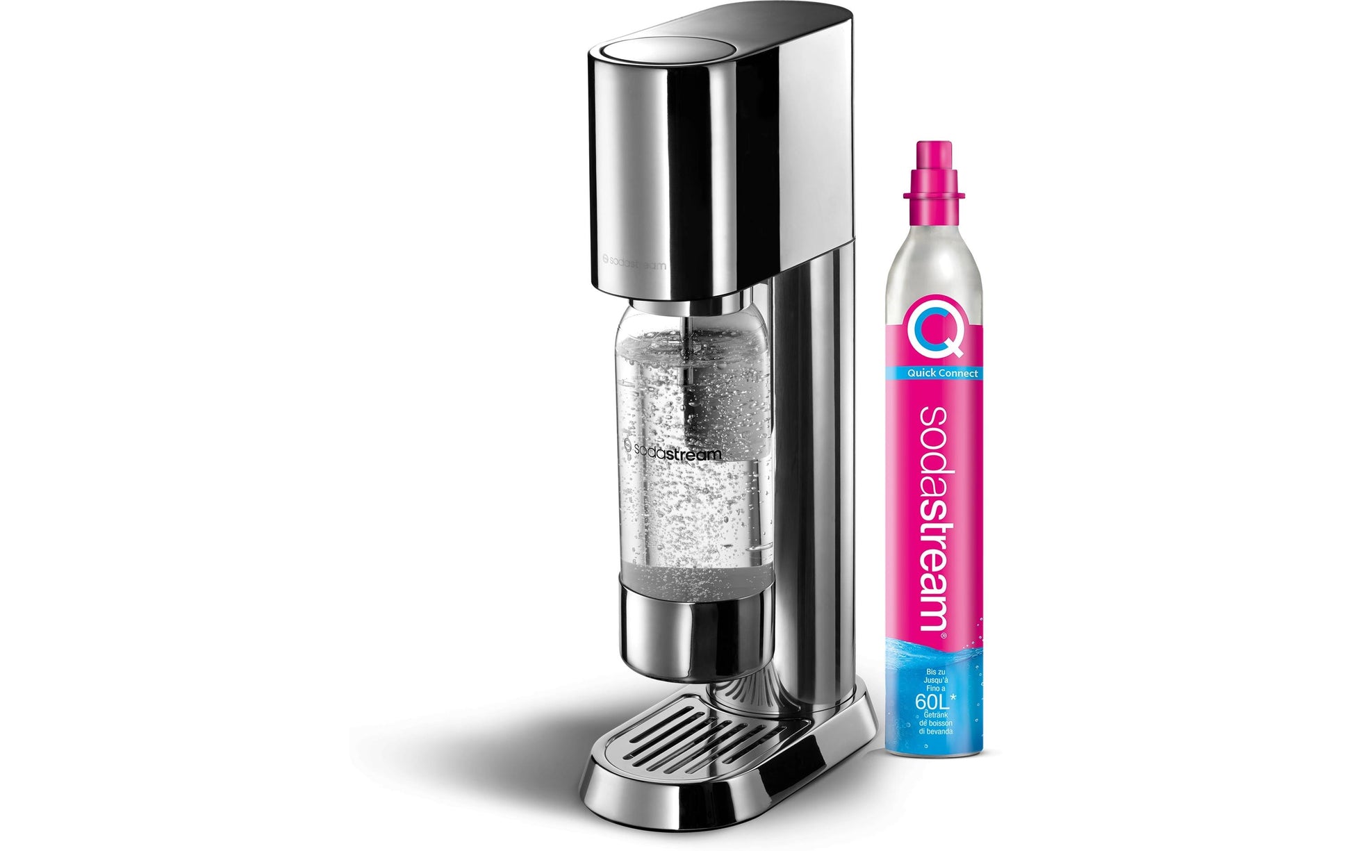 SodaStream Enso 1013611410 – Wassersprudler, 1 Flasche, Quick Connect 60 l, Silber