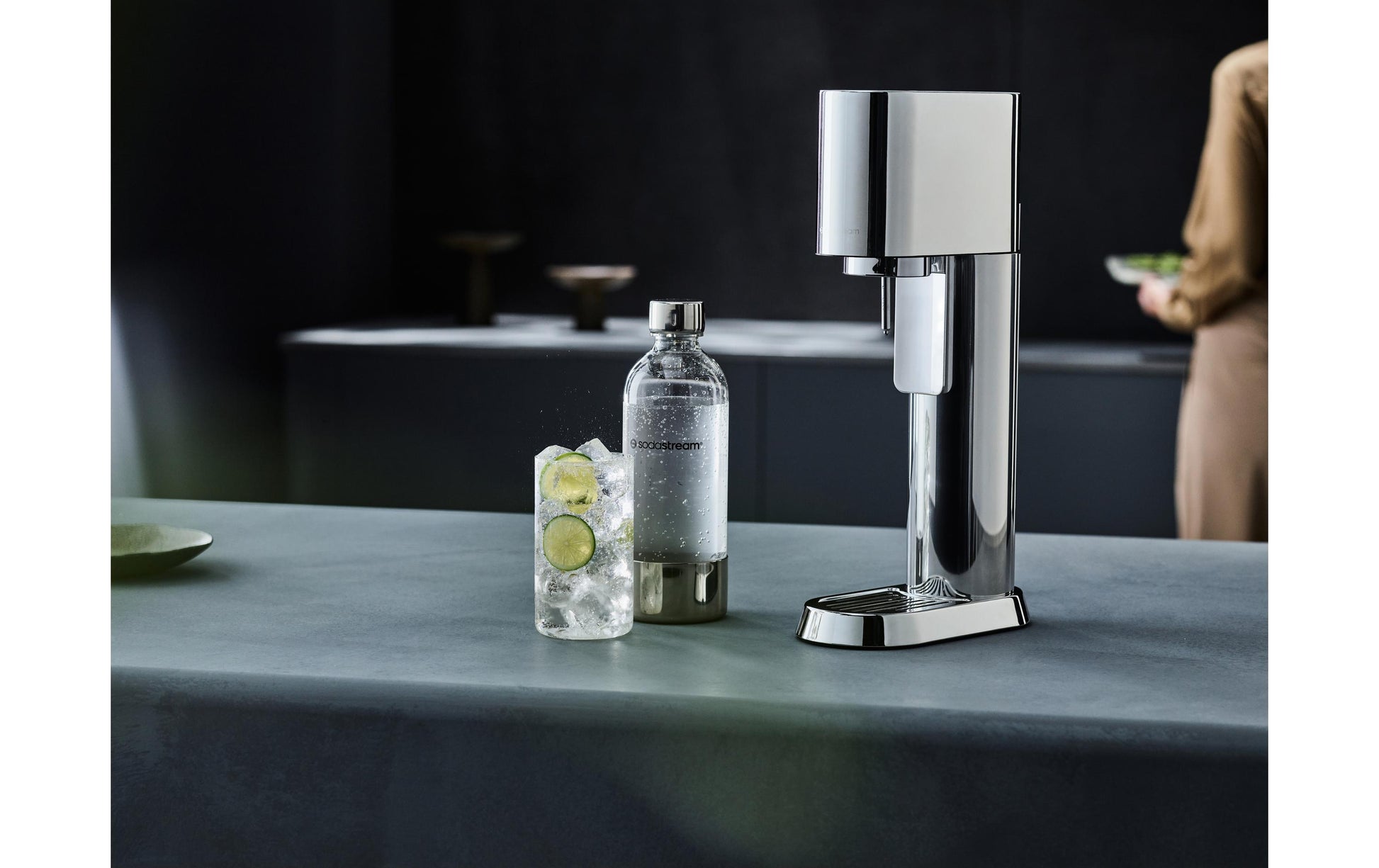 SodaStream Enso 1013611410 – Wassersprudler, 1 Flasche, Quick Connect 60 l, Silber