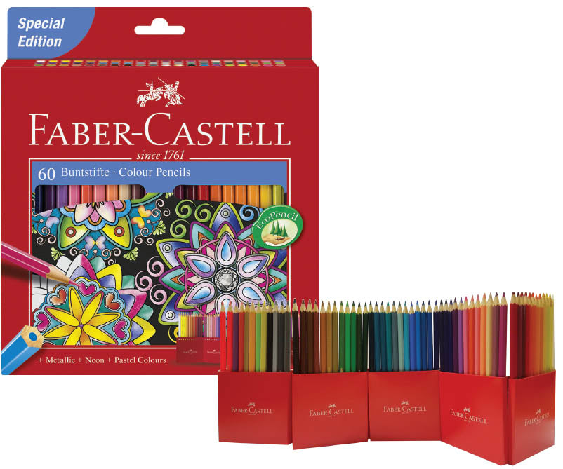 Faber-Castell Buntstifte Classic – 60 Farben, im Kartonetui, Ø 2,8 mm, sechskantig, FSC