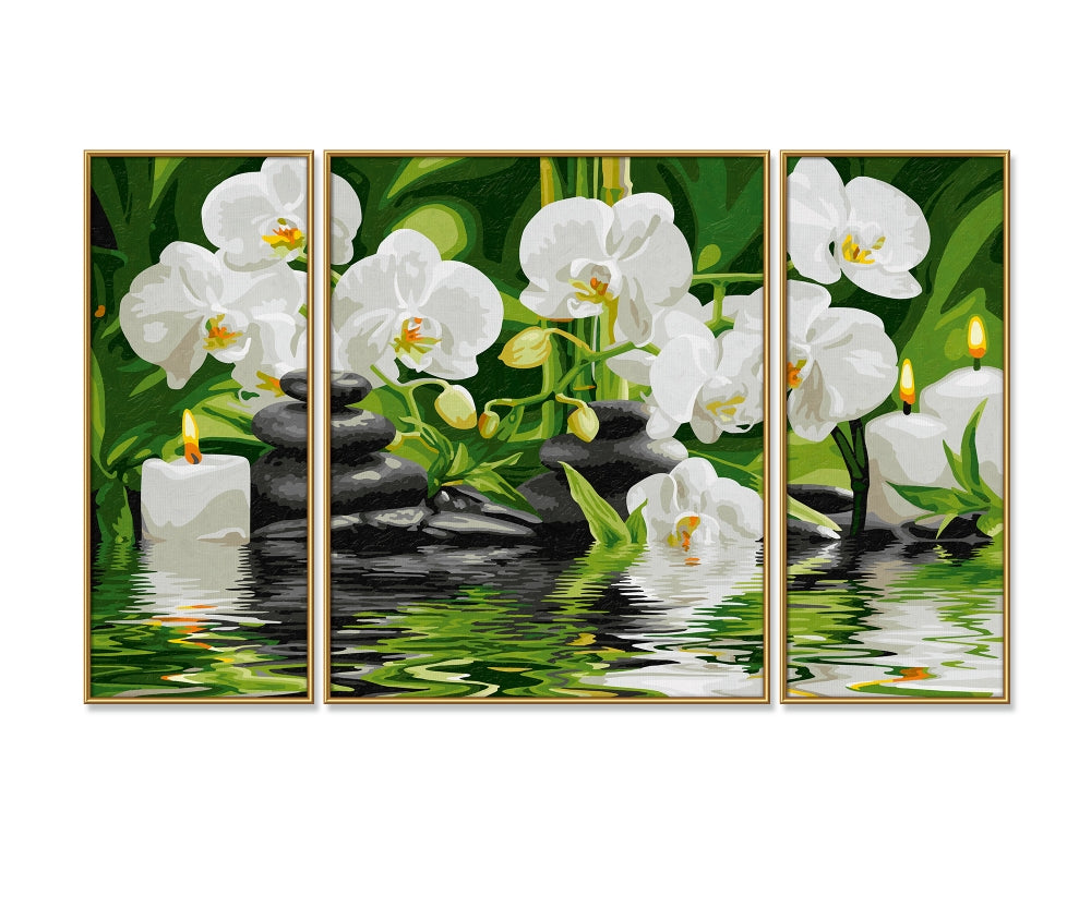 Schipper Wellness-Oase – Malen-nach-Zahlen-Set – Wasser – 3-teilig, 40 × 50 cm + 2 × 20 × 50 cm – ab 8 Jahren