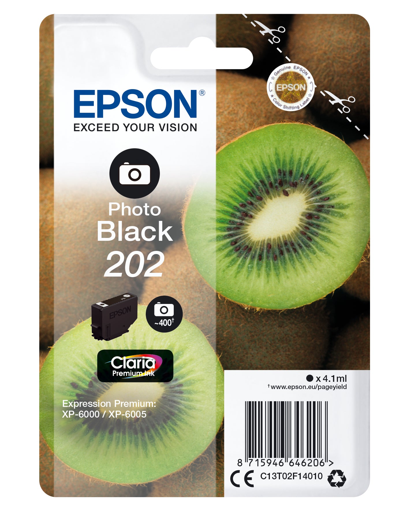 Epson 202 Foto-Schwarz Tintenpatrone (Original) – 400 Seiten – für 202
