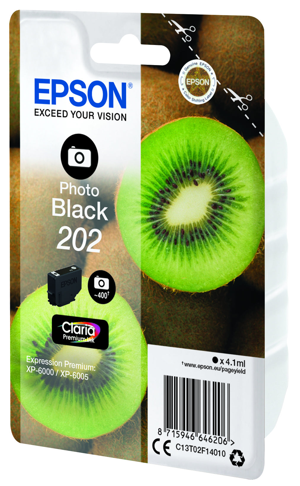 Epson 202 Foto-Schwarz Tintenpatrone (Original) – 400 Seiten – für Epson Expression Premium XP-6000/6005