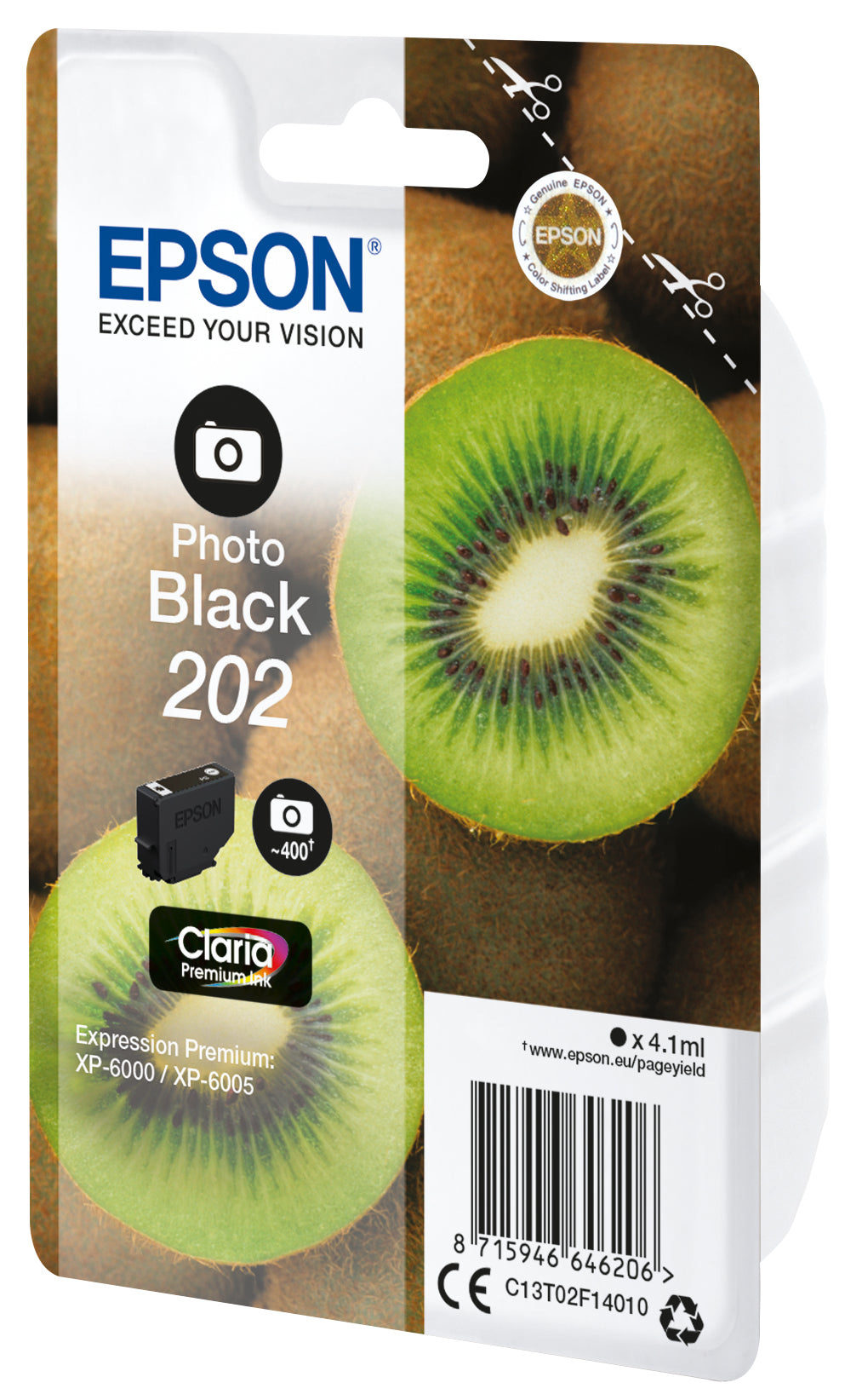 Epson 202 Foto-Schwarz Tintenpatrone (Original) – 400 Seiten – für Epson Expression Premium XP-6000/6005