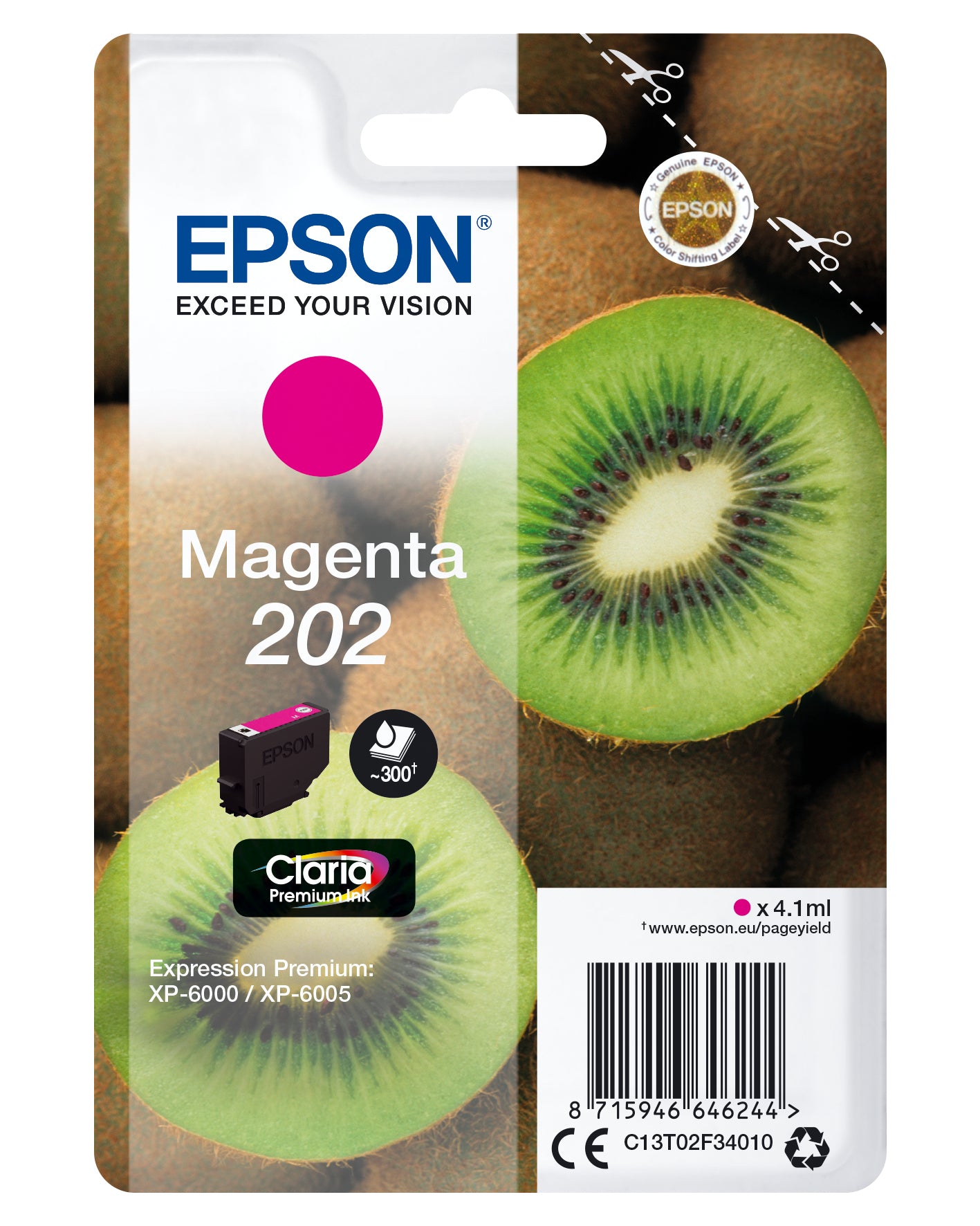 Epson Tintenpatrone C13T02F34010, Magenta, 4,1 ml