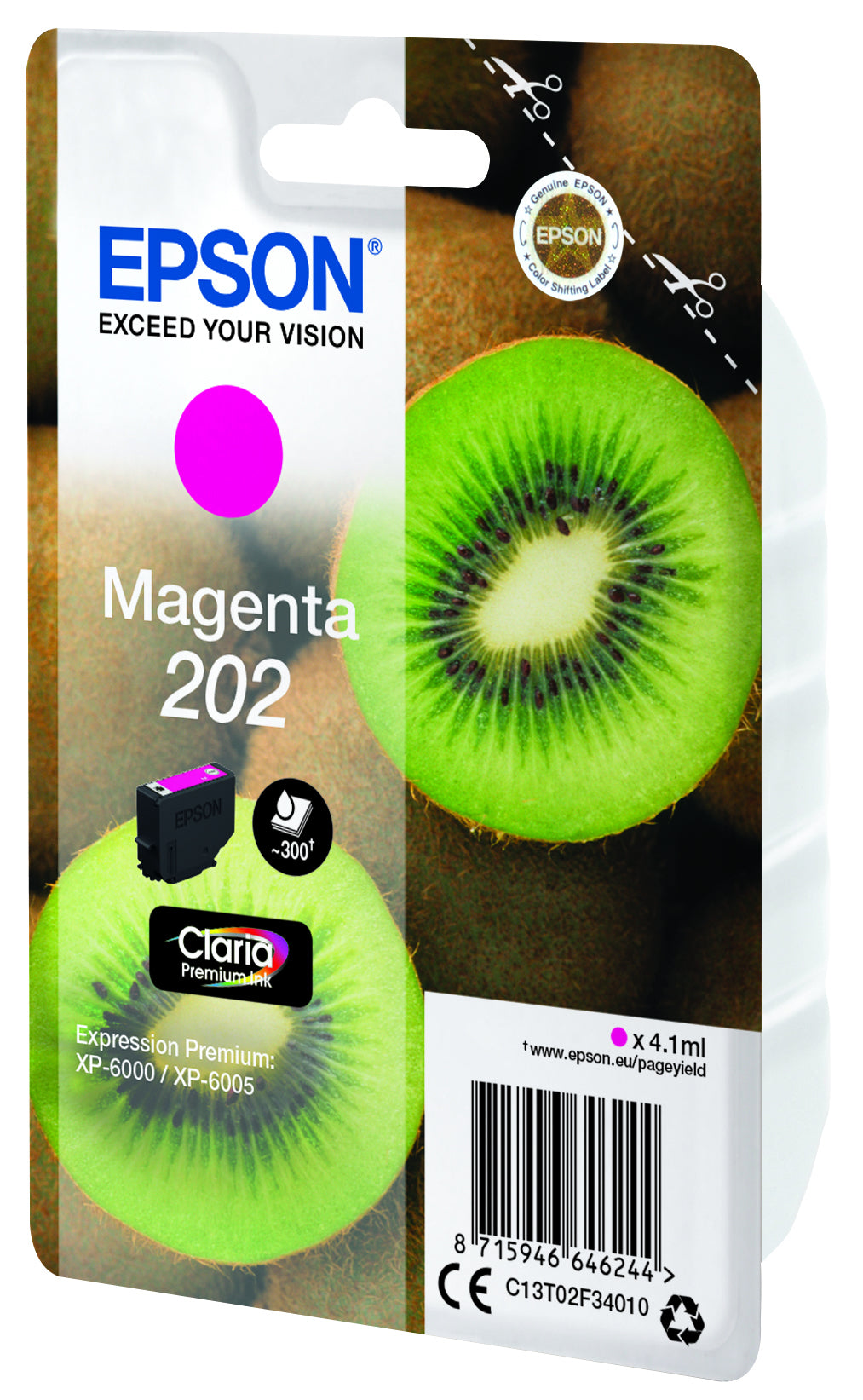 Epson 202 Magenta Tintenpatrone (Original) – 300 Seiten – für Expression Premium XP-6000/XP-6005