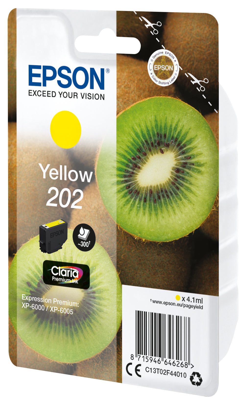 Epson 202 Gelb Tintenpatrone (Original) – 300 Seiten – C13T02F44020