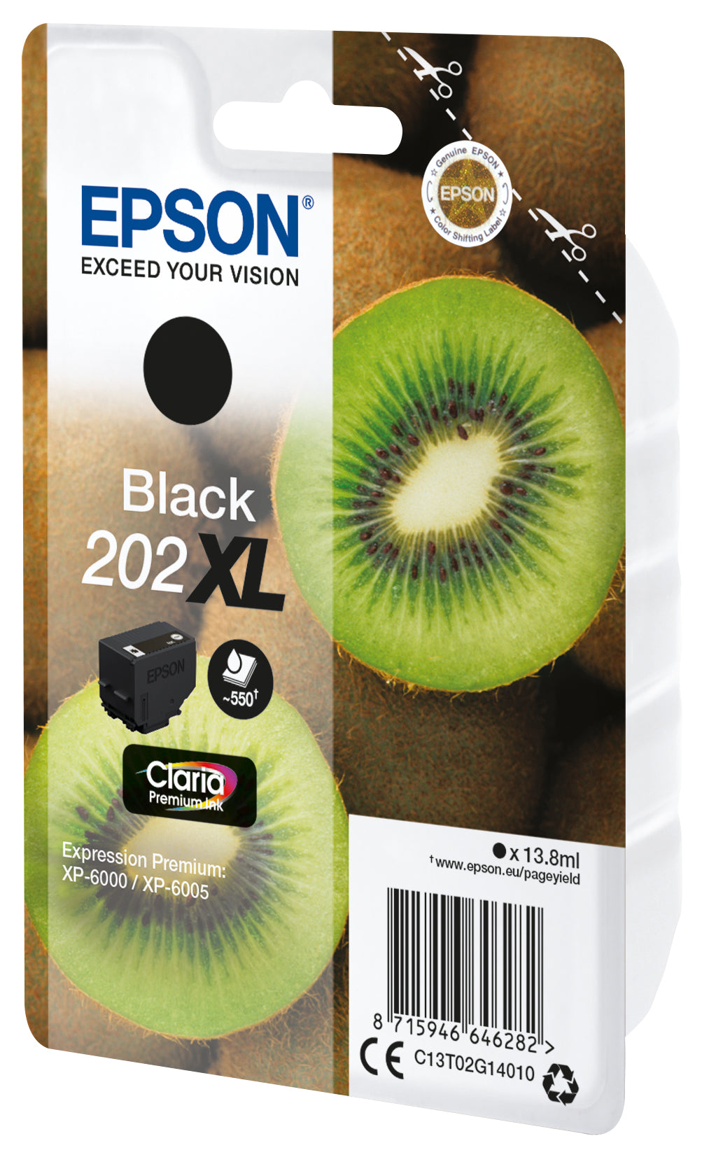 Epson 202XL Schwarz Tintenpatrone (Original) – 550 Seiten – für Epson 202XL – C13T02G14020