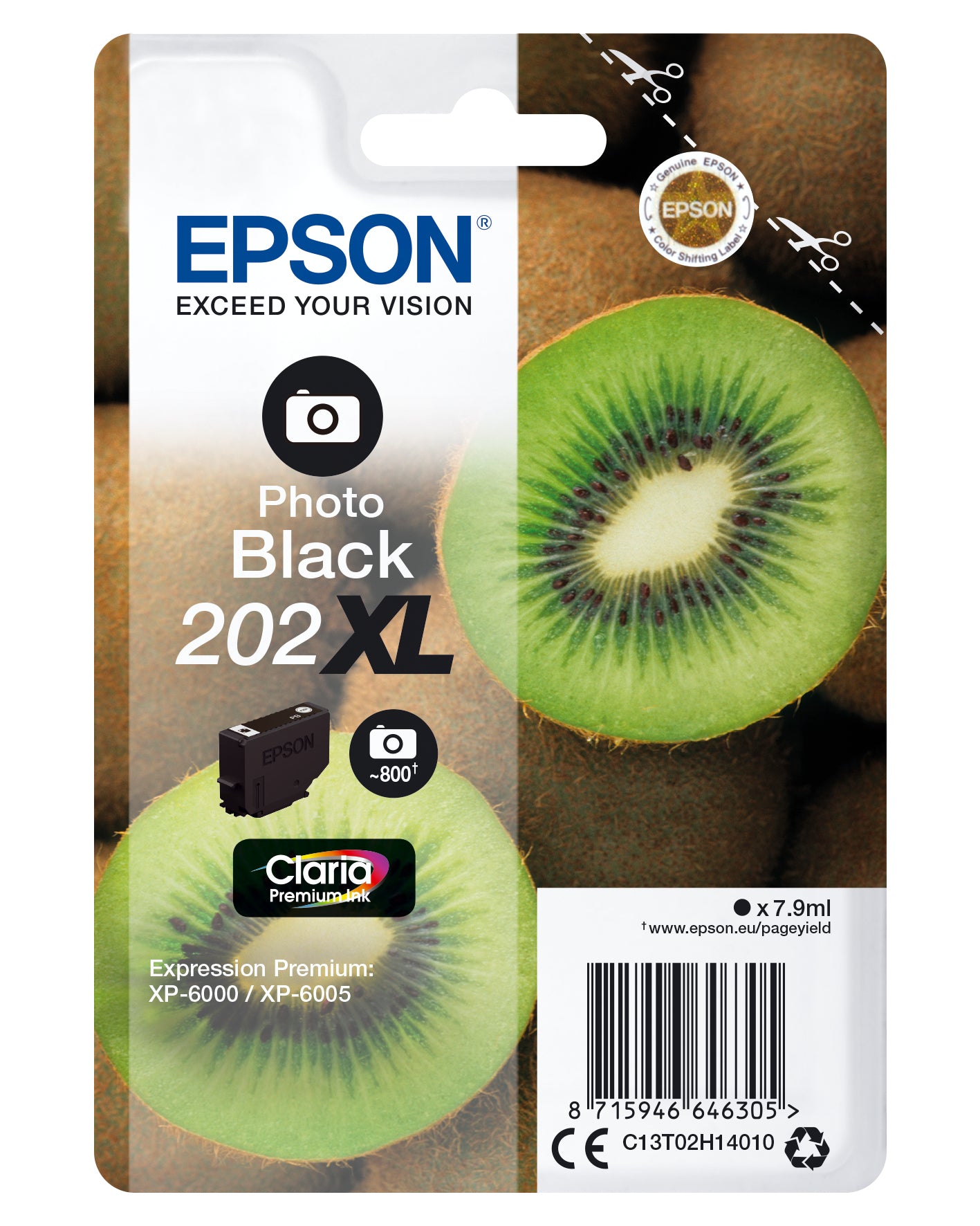 Epson 202XL Foto-Schwarz Tintenpatrone (Original) – 800 Seiten – für Epson 202XL – C13T02H14020