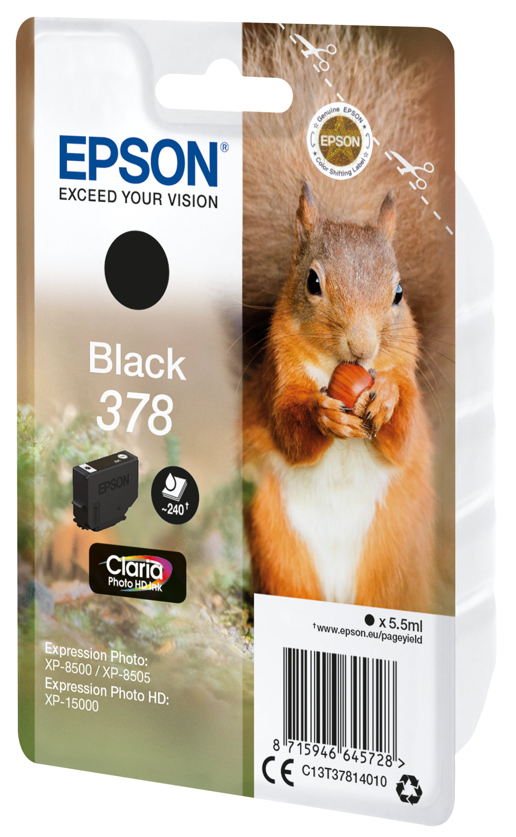 Epson 378 Schwarz Tintenpatrone (Original) – 240 Seiten – für Epson XP-8500/XP-15000
