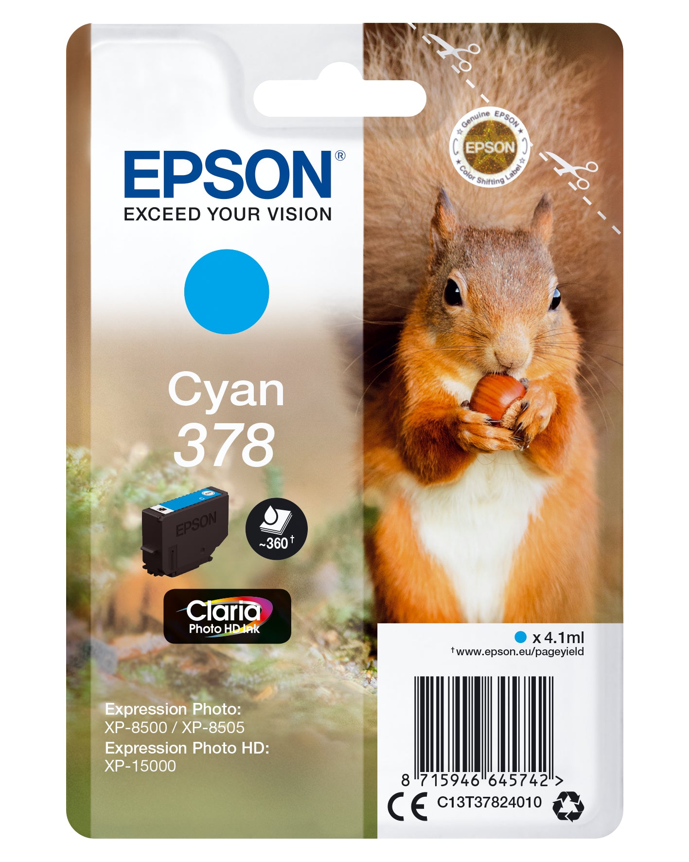 Epson Tintenpatrone 378, cyan, 360 Seiten