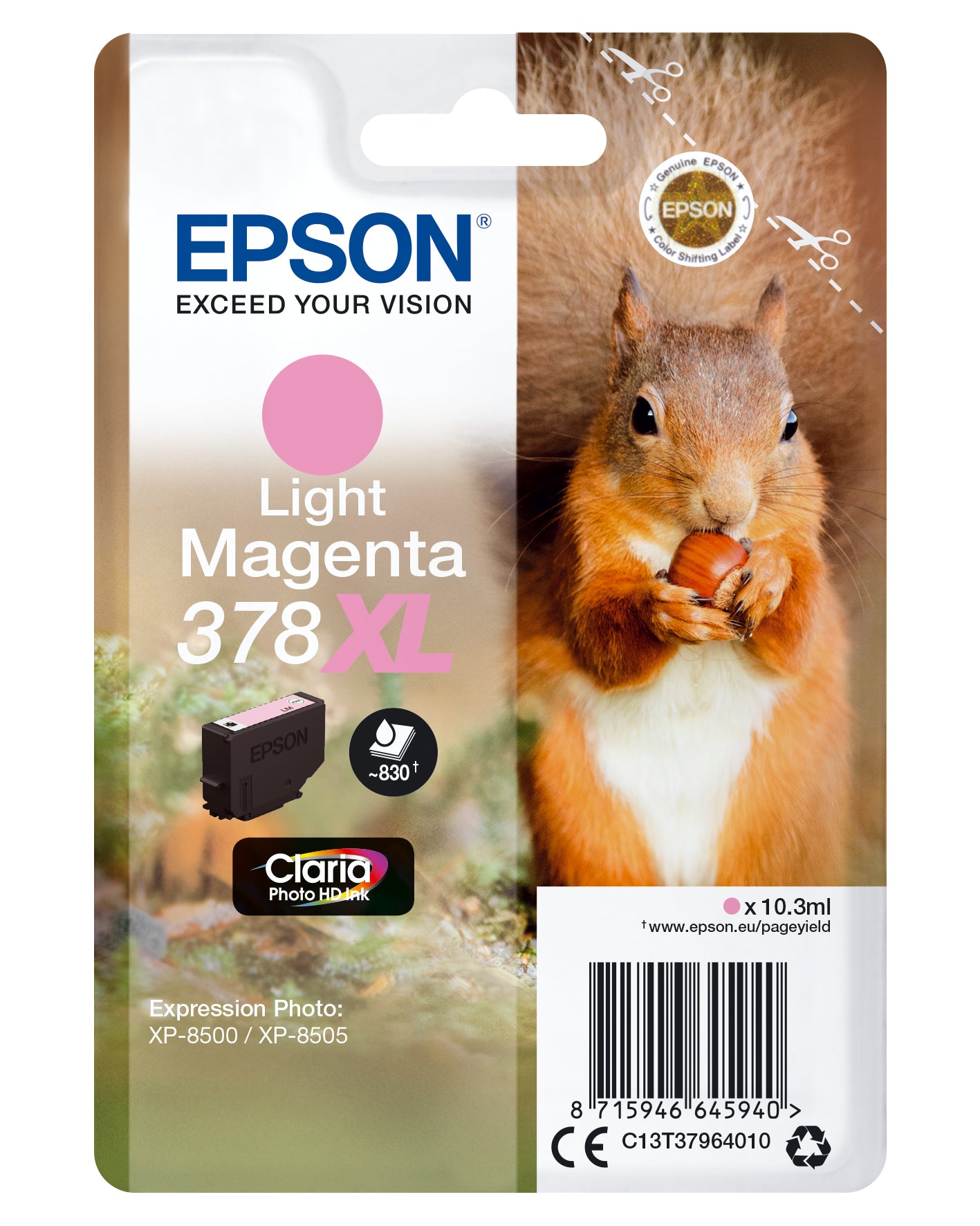 Epson 378XL Helle Magenta Tintenpatrone (Original) – 830 Seiten – für Expression Photo XP-8500/8505