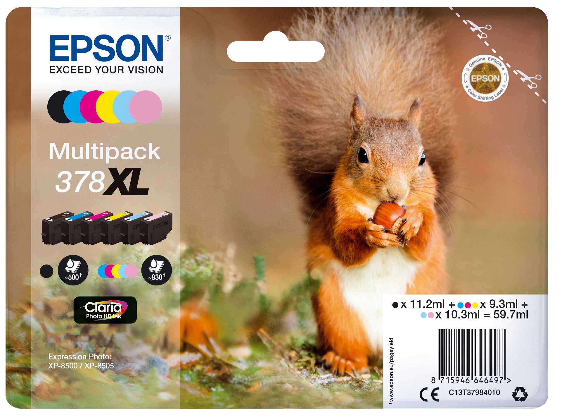 Epson Tintenpatronen-Multipack 378XL (T379840), 6er-Pack, Original – für XP-8500, XP-8505