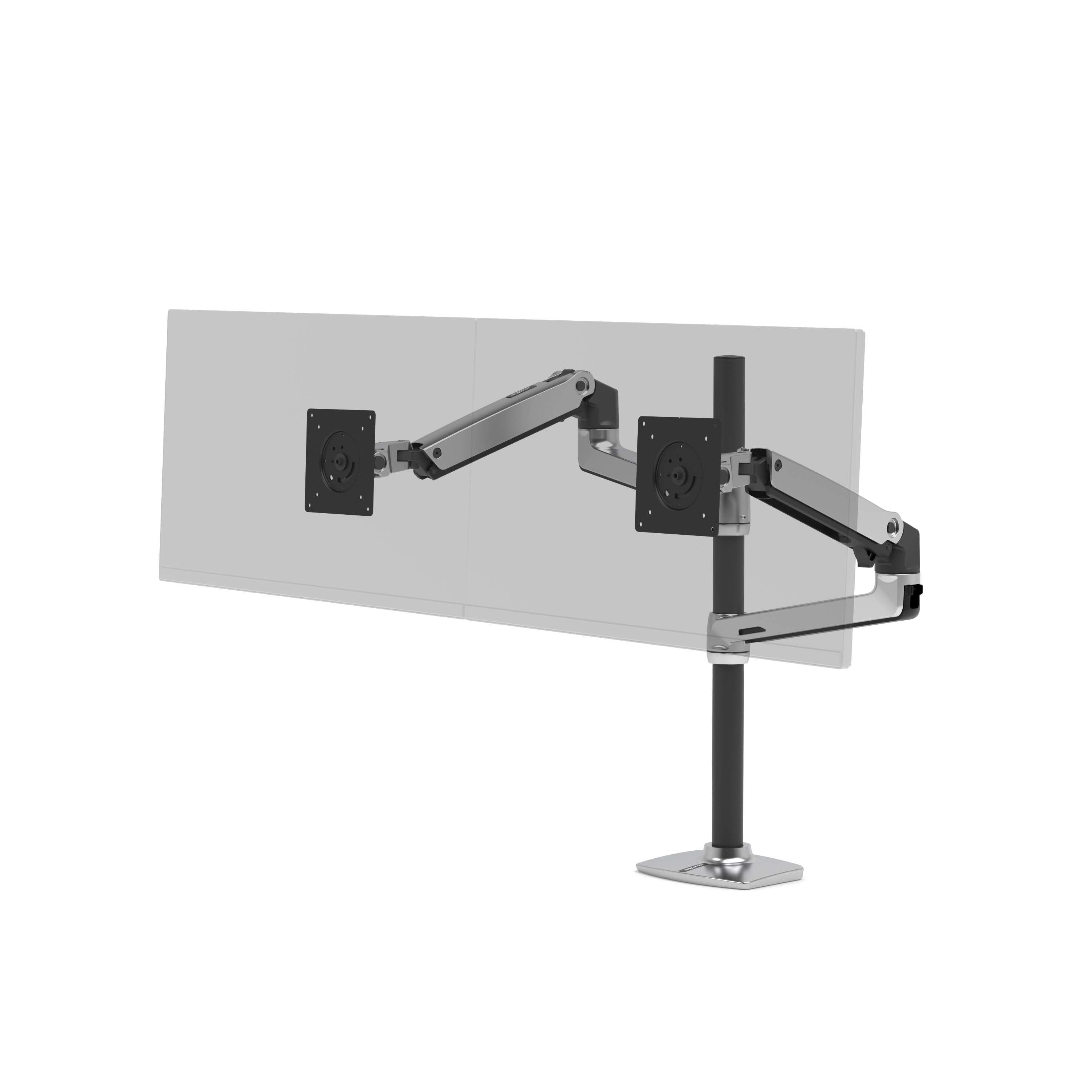 Ergotron LX Dual Stacking Arm – Monitorarm Tischhalterung – 2 Monitore – bis 40" – höhenverstellbar – Silber