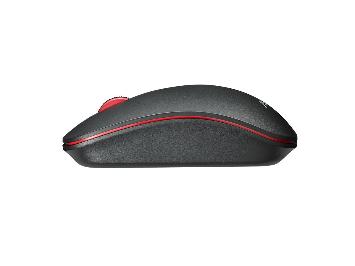 ASUS WT300 Maus – kabellos, 2,4 GHz, 1'600 dpi, 3 Tasten, beidhändig, schwarz/rot