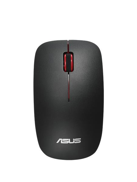 ASUS WT300 Maus – kabellos, 2,4 GHz, 1'600 dpi, 3 Tasten, beidhändig, schwarz/rot