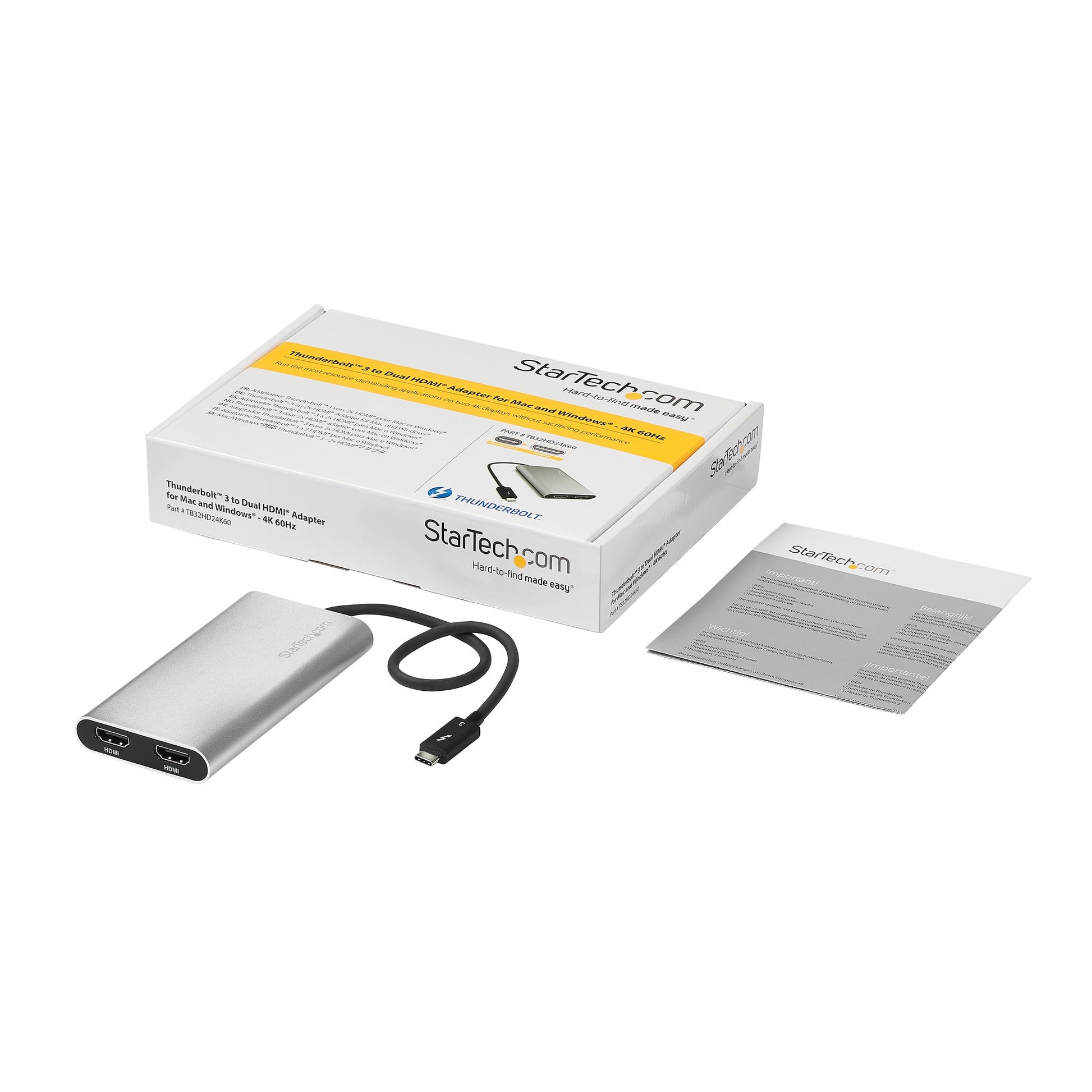 StarTech.com Multi-Monitor-Adapter Thunderbolt 3 zu 2× HDMI – 4K @ 60 Hz, für Windows & Mac