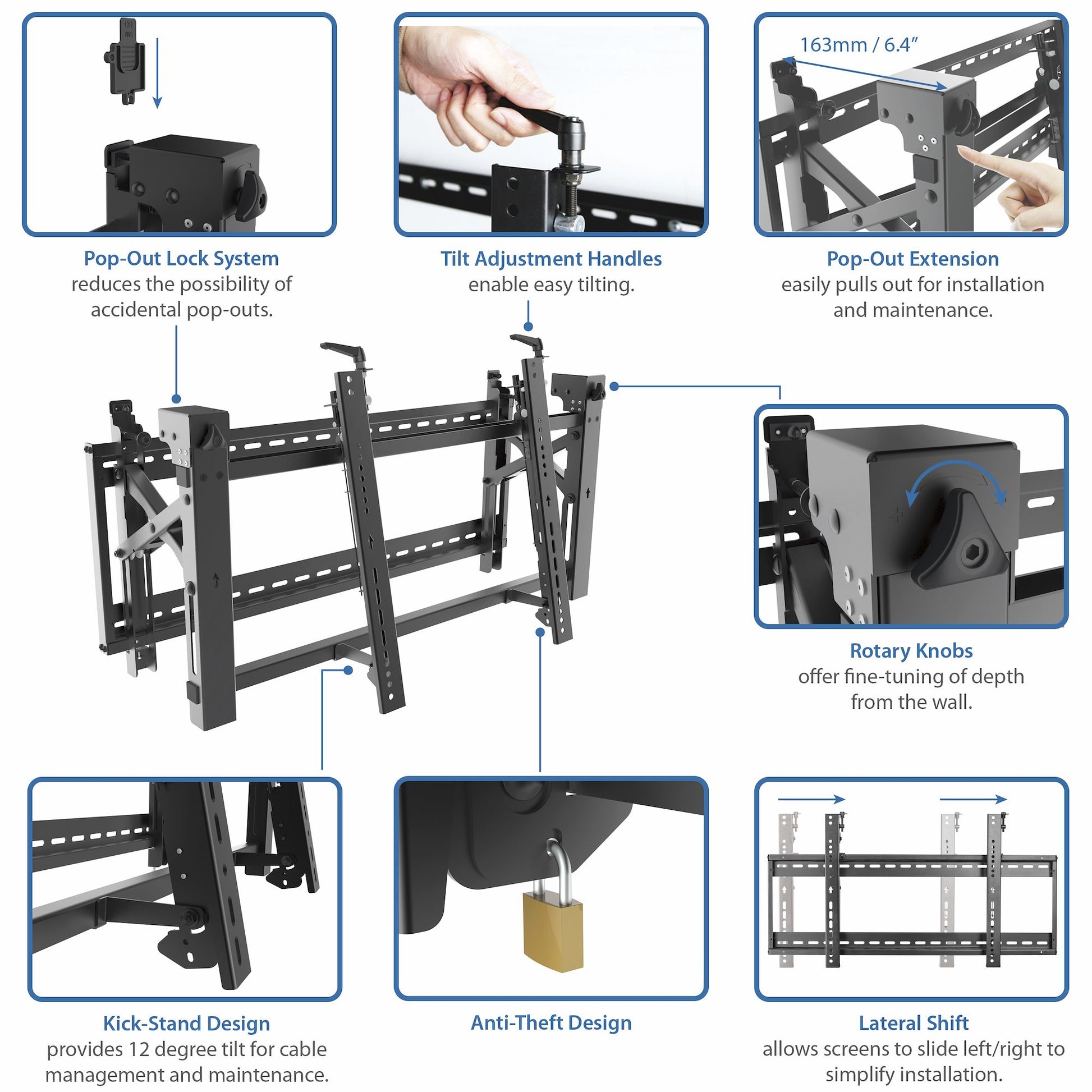StarTech.com Wandhalterung – Vollbeweglich – 45–70" – VESA 200×200–600×400 – bis 70 kg, Diebstahlsicherung