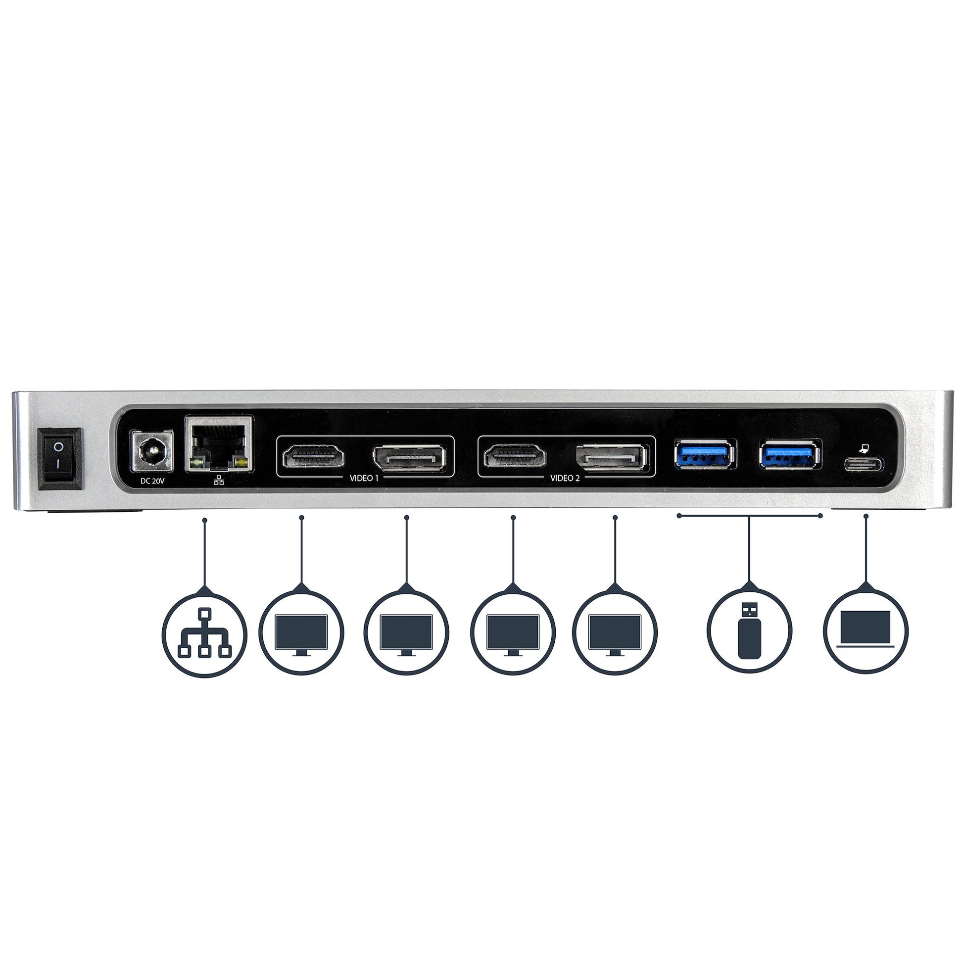 StarTech.com Dockingstation – USB-C, 2× DP, 2× HDMI, 6× USB-A, GbE, 3,5 mm Audio, für Windows/Mac