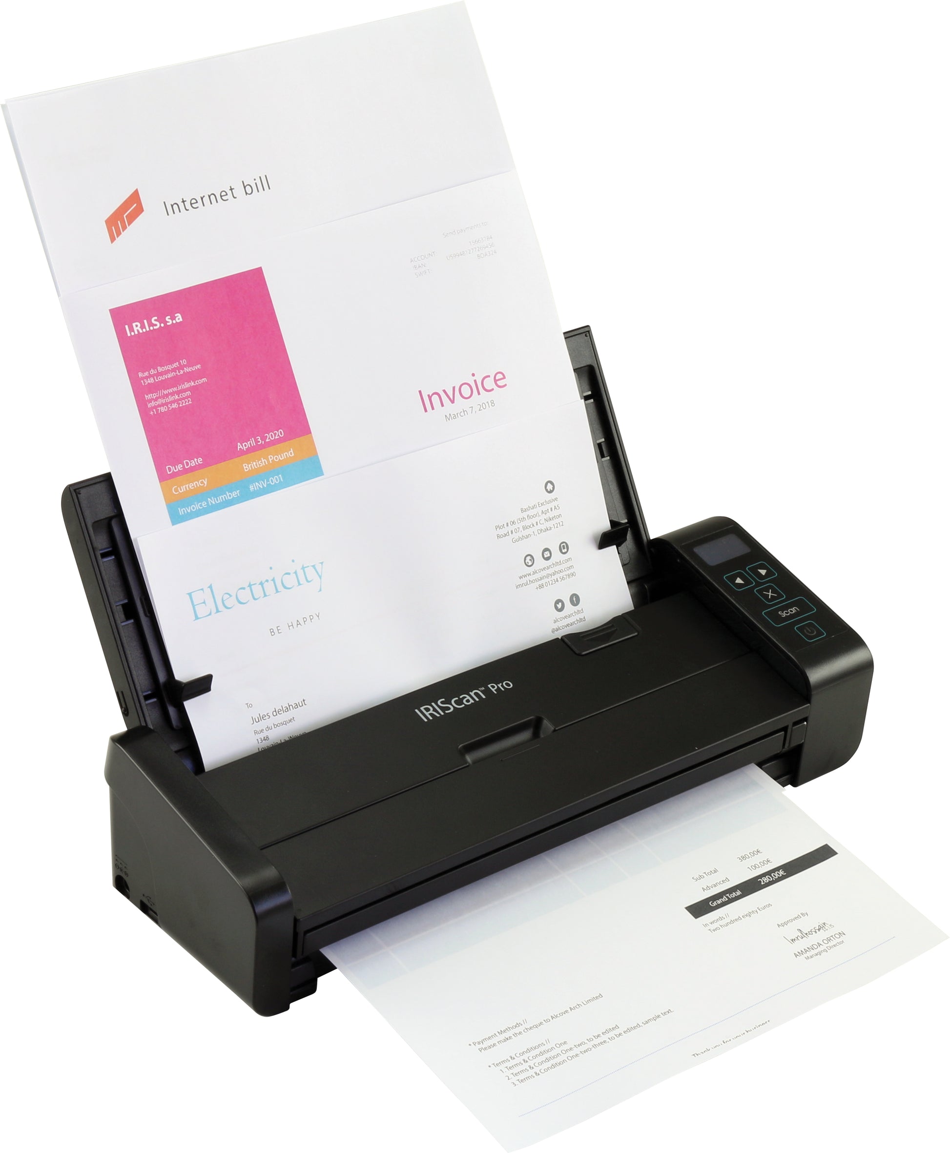 I.R.I.S. IRIS IRIScan Pro 5 – Mobiler Scanner, 23 ppm, 600 dpi, ADF 20 Blatt, USB, für Windows, macOS