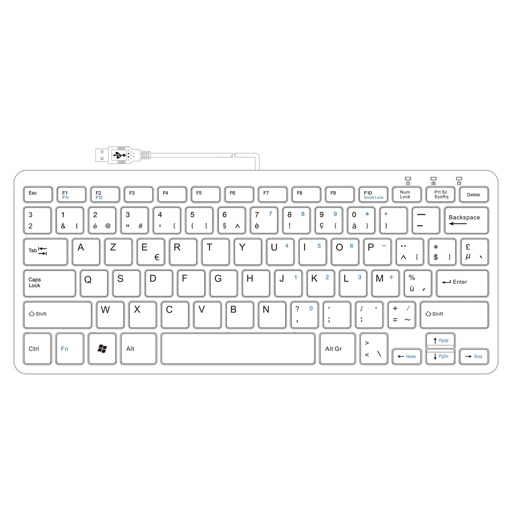 R-Go Tools Tastatur, kabelgebunden, FR-Layout (FR), weiss