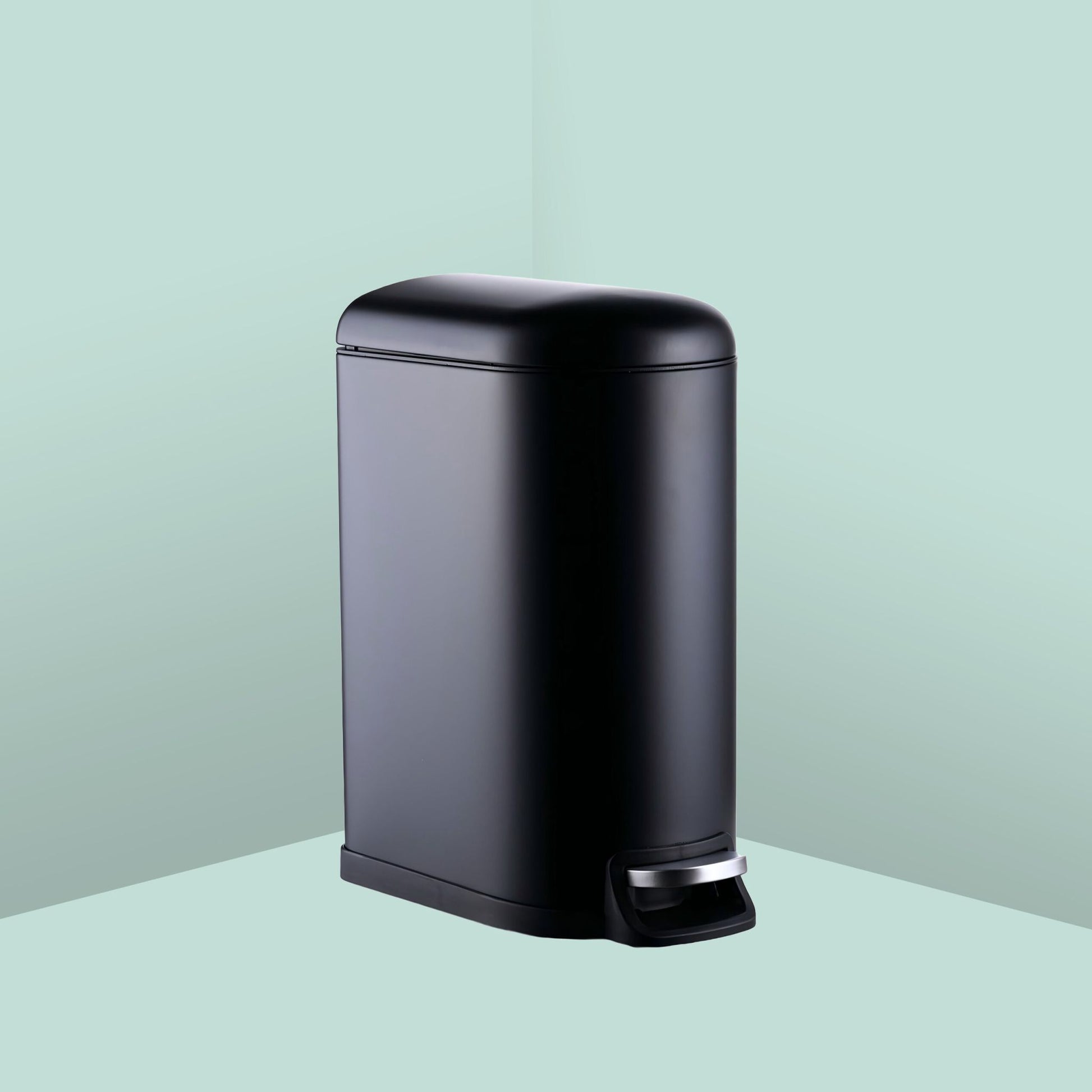 Relaxdays Treteimer – 10 l – Eisen, rechteckig – schwarz – Soft-Close, mit Innenkübel