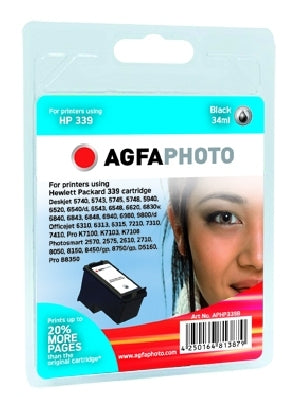 AgfaPhoto Schwarze Tintenpatrone (Kompatibel) – 860 Seiten – für HP 339