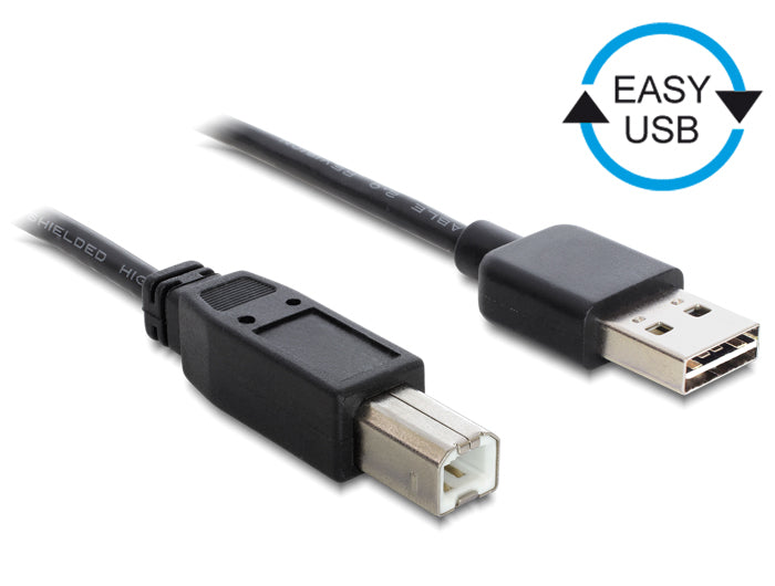 DeLOCK USB-A auf USB-B Kabel – USB 2.0 (480 Mbit/s) – 0,5 m – Goldstecker, Schwarz
