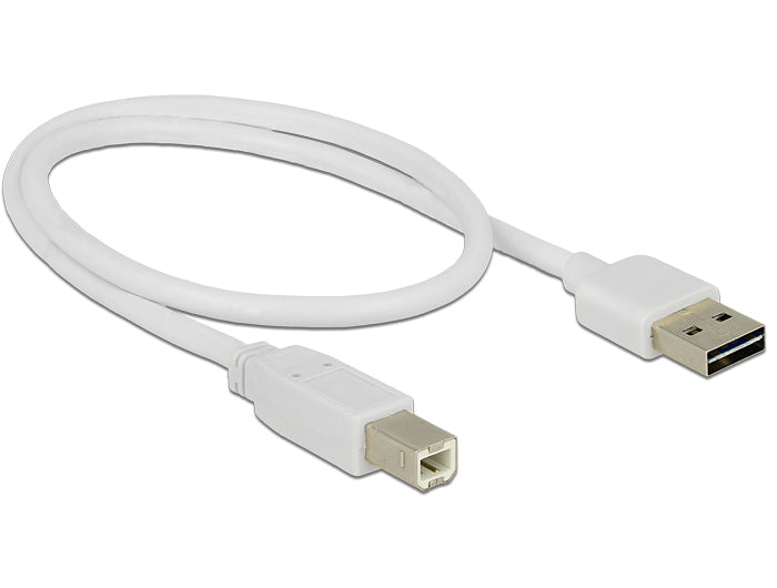 DeLOCK USB-A auf USB-B Kabel – USB 2.0 (480 Mbit/s) – 0,5 m – Goldkontakte – Weiss