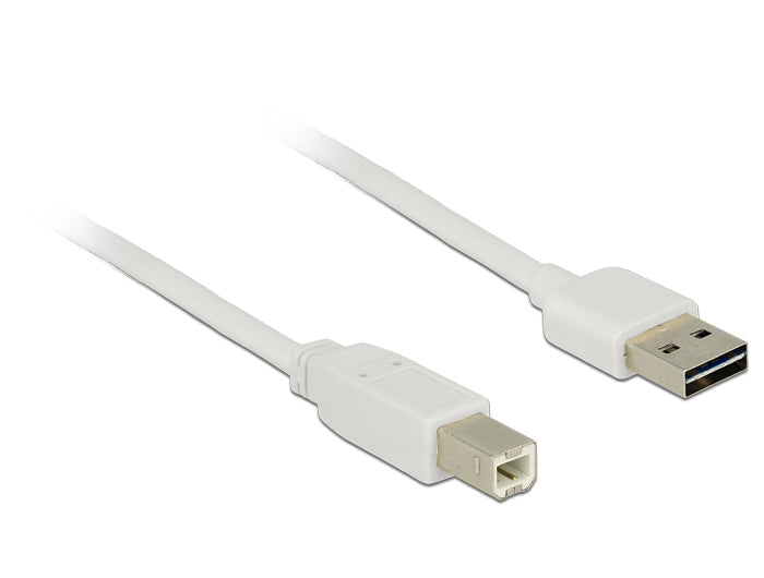 DeLOCK USB-A auf USB-B Kabel – USB 2.0 (480 Mbit/s) – 0,5 m – Goldkontakte – Weiss