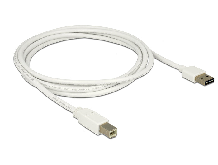 DeLOCK USB-A auf USB-B Kabel – USB 2.0 (480 Mbit/s) – 2 m – Goldkontakte – Weiss