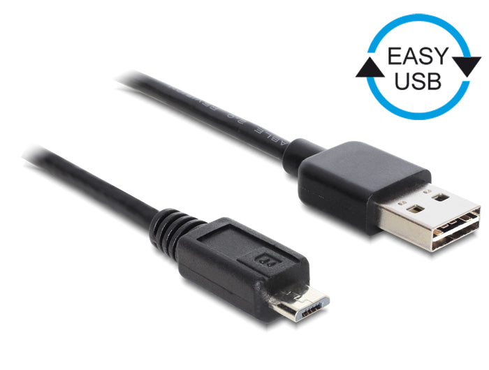 DeLOCK USB-A auf Micro-USB-B Kabel – USB 2.0 (480 Mbit/s) – 0,5 m – Goldstecker – Schwarz