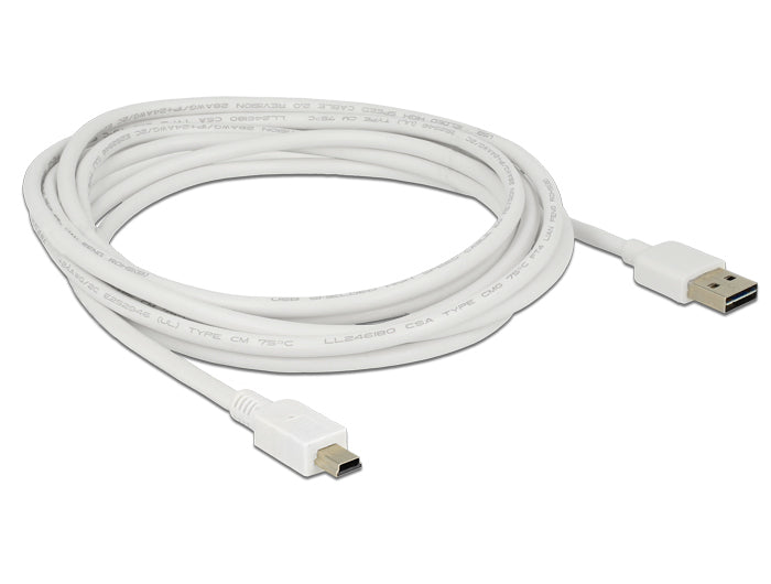 DeLOCK USB-A auf Mini-USB-B Kabel – USB 2.0 (480 Mbit/s) – 3 m – Weiss