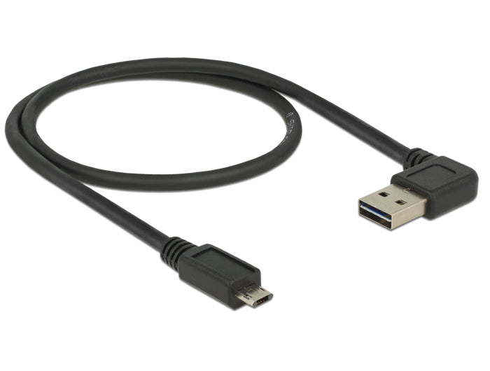 DeLOCK USB-A auf Micro-USB-B Kabel – USB 2.0 (480 Mbit/s) – 0,5 m – Abgewinkelt – Schwarz