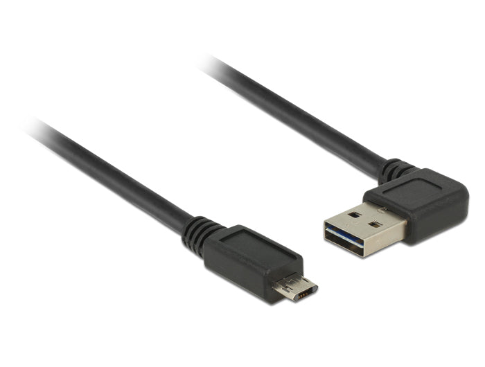 DeLOCK USB-A auf Micro-USB-B Kabel – USB 2.0 (480 Mbit/s) – 0,5 m – Abgewinkelt – Schwarz