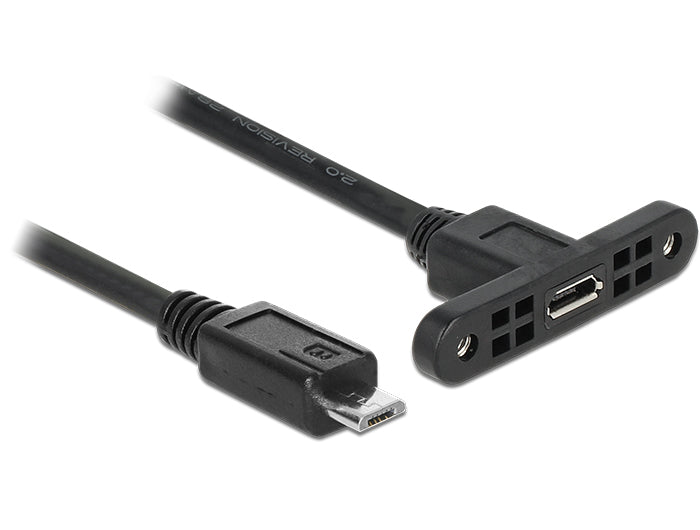 DeLOCK Micro-USB-B Verlängerungskabel (Stecker auf Buchse) – USB 2.0 (480 Mbit/s) – 0,25 m – Schwarz