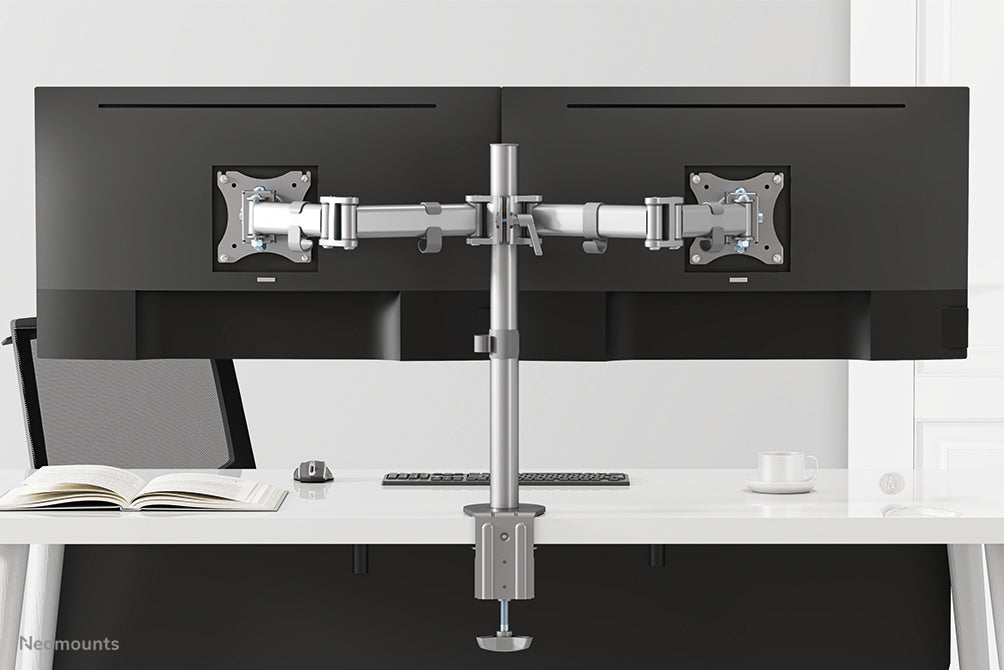 Neomounts NM-D135DSILVER – Monitorarm Tischhalterung – 2 Monitore – 10–27" – VESA 75×75/100×100 mm – bis 8 kg