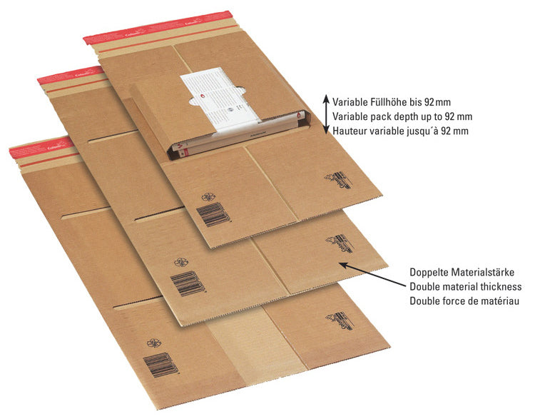 Colompac Versandverpackung – für Format A4 – 305 × 230 × 92 mm, braun, selbstklebend