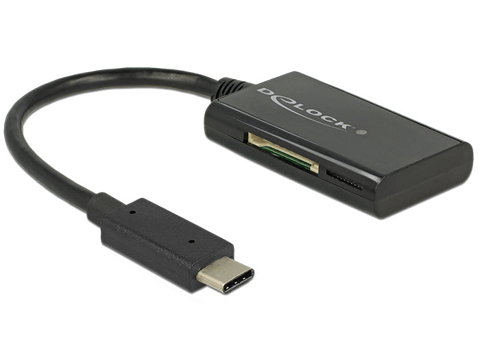 DeLOCK USB-Kartenleser USB-C – SD/microSD, MMC – USB 3.2 Gen 1 – Schwarz – für Windows/Mac/Android