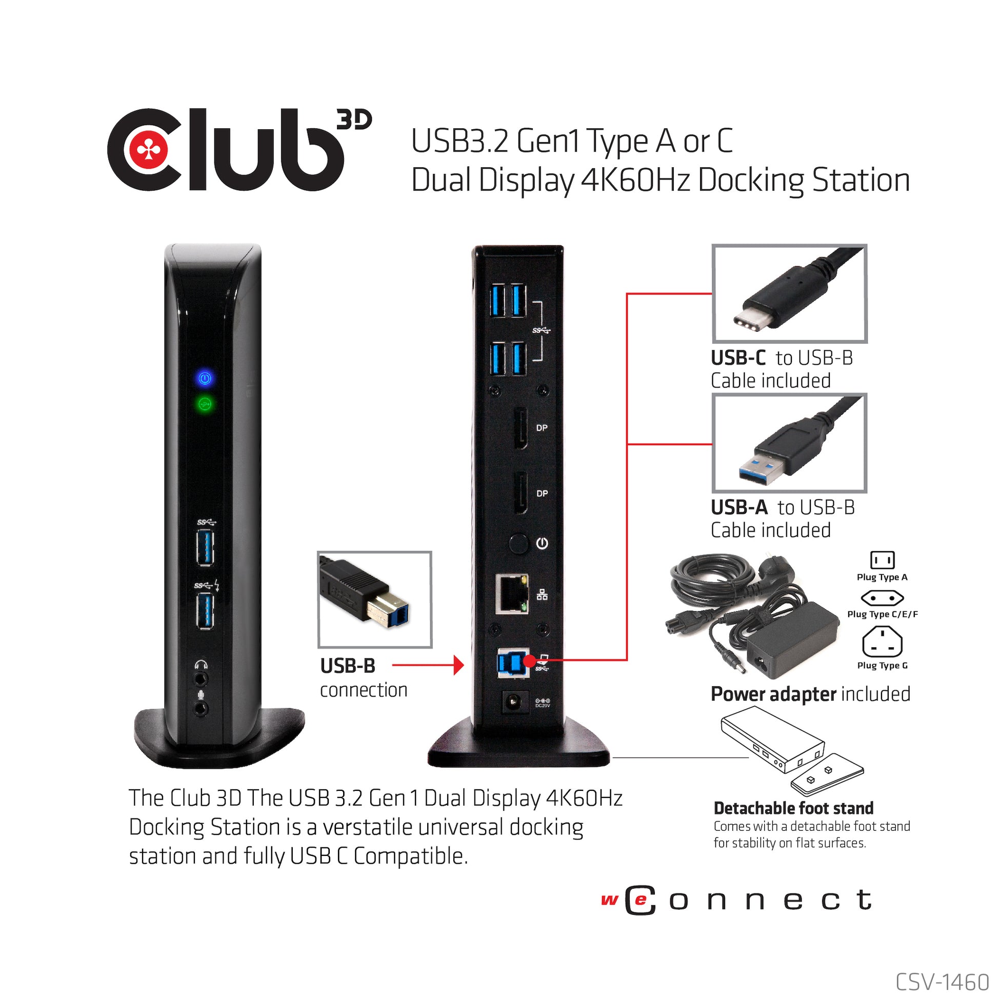 CLUB3D Club 3D Dockingstation – USB-A, 2× DP, GbE, 3,5 mm Audio, für Windows