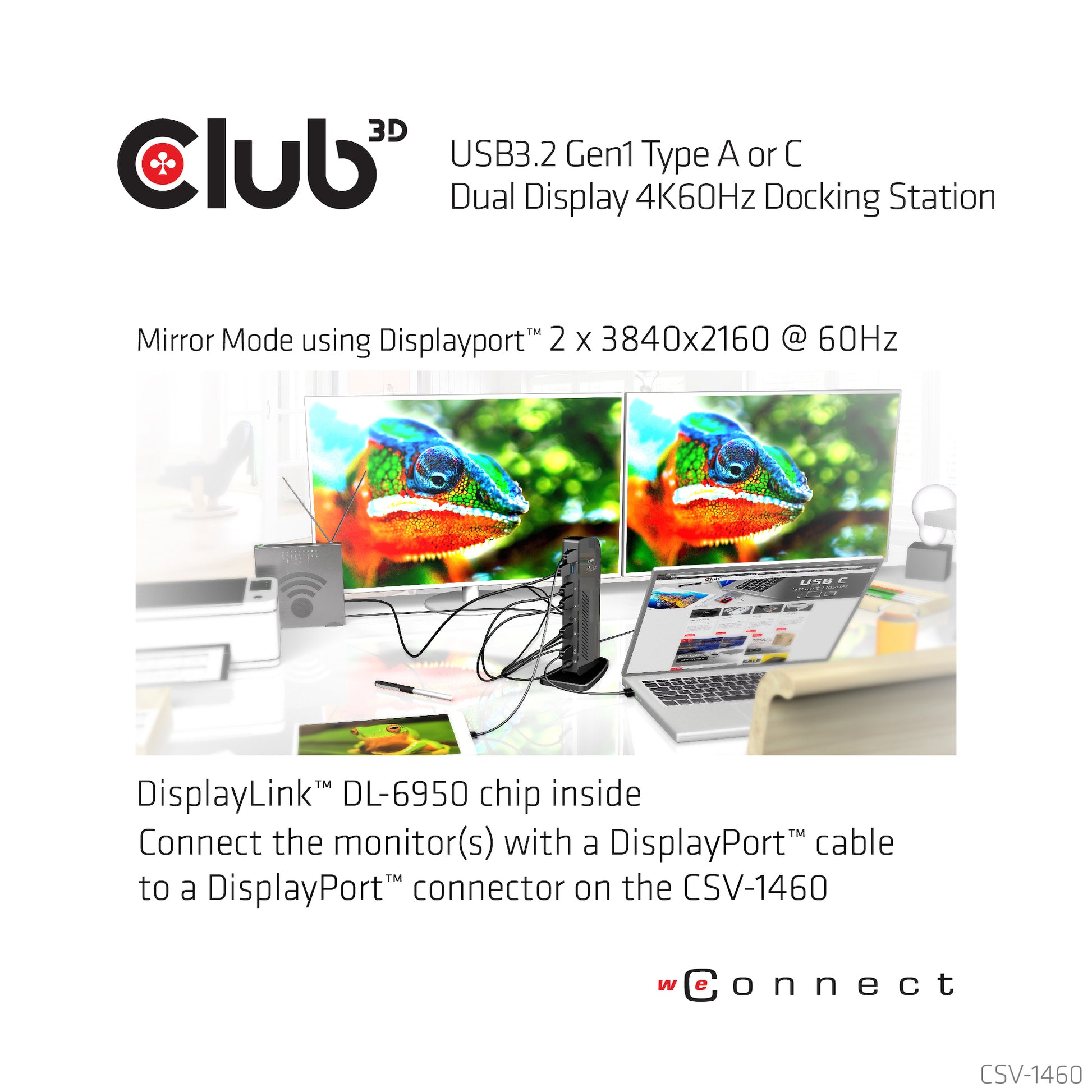 CLUB3D Club 3D Dockingstation – USB-A, 2× DP, GbE, 3,5 mm Audio, für Windows