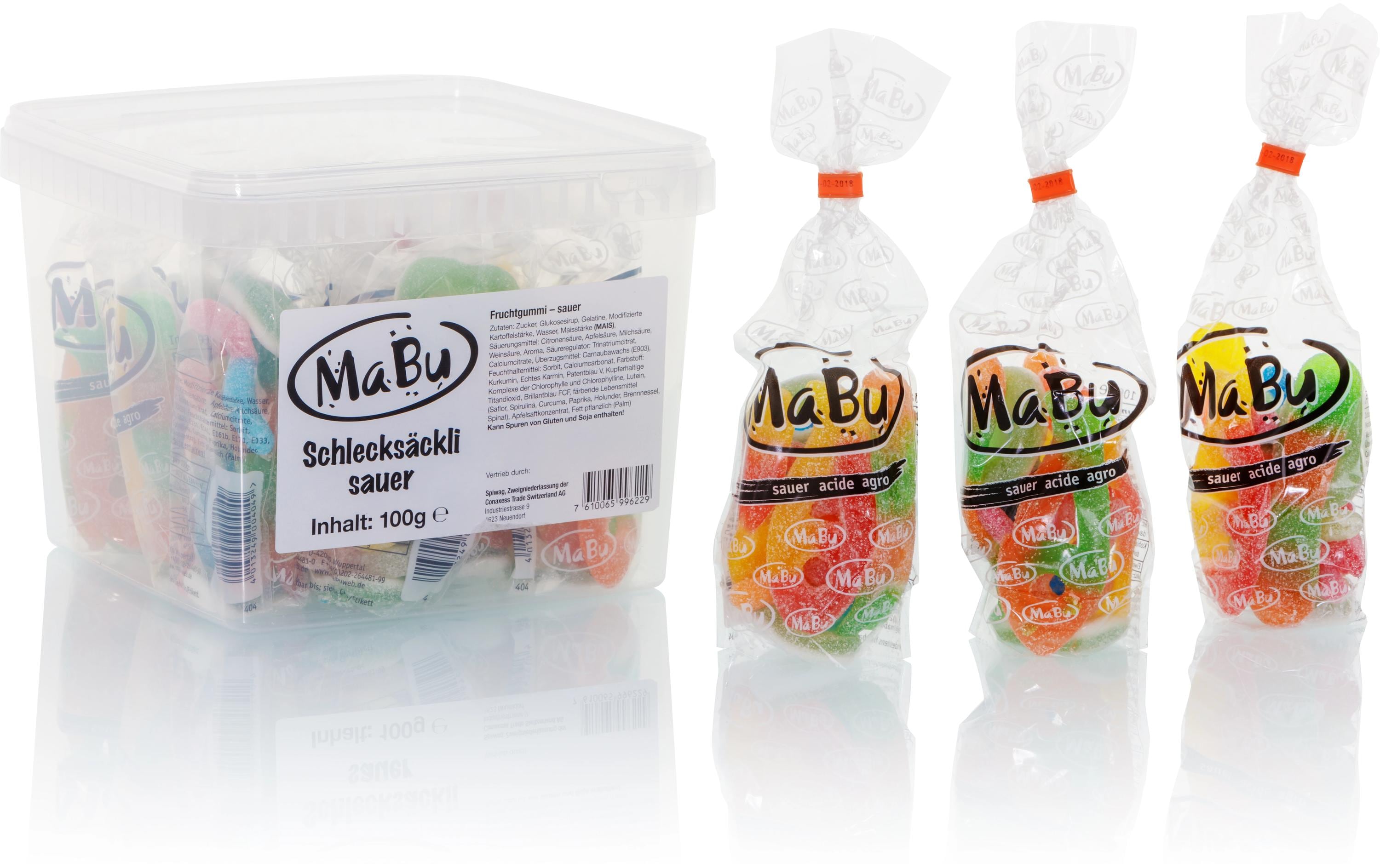 Mabu Schlecksäckli Gummibonbons – Sauer, glutenfrei – 12 × 100 g